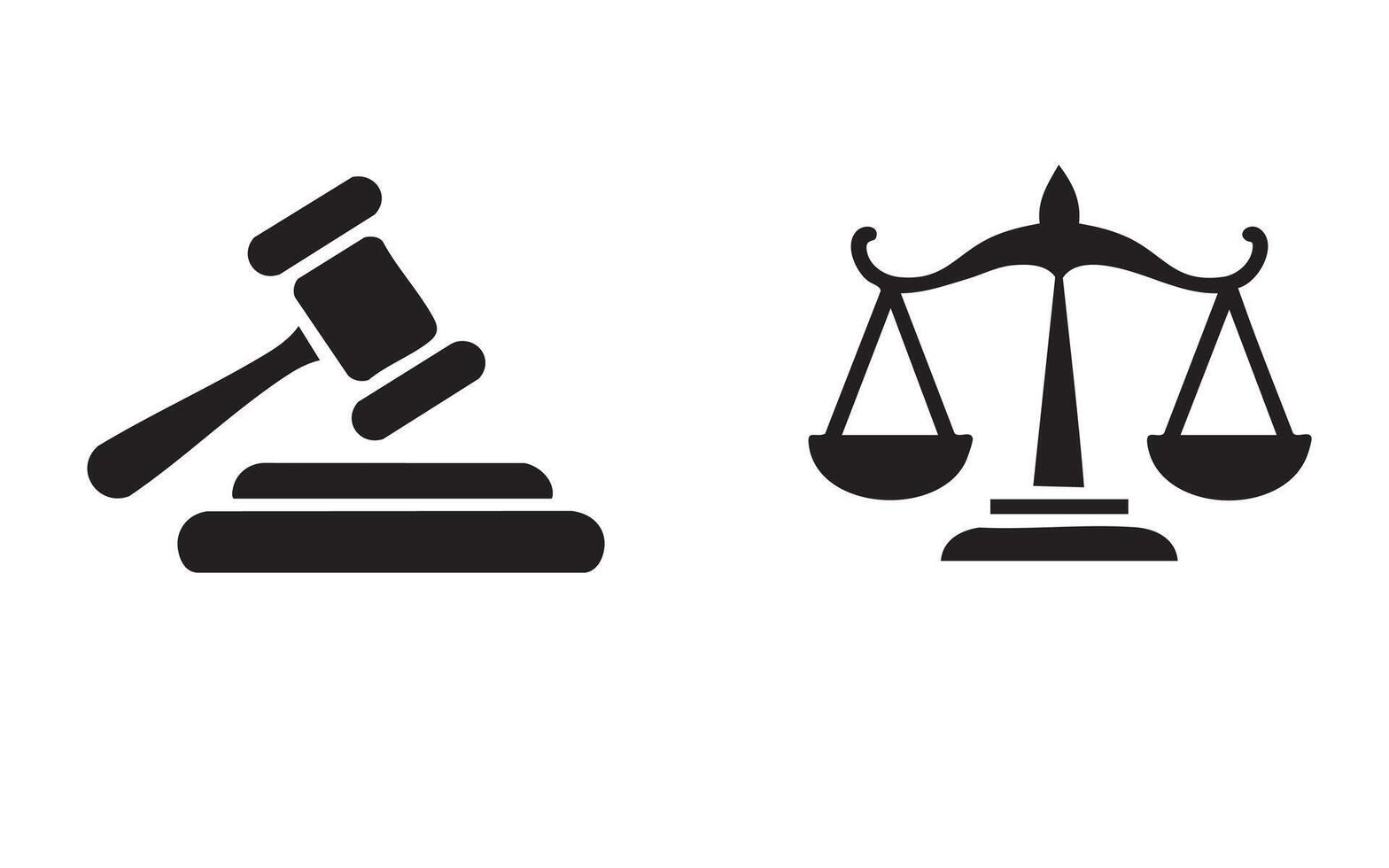 Law and Justice Icon Set, silhouette design on white background vector