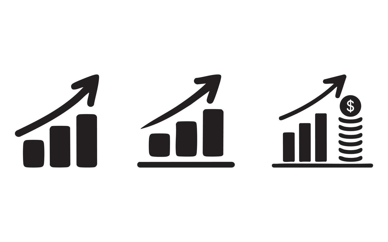 increase money growth icon, progress marketing, silhouette symbol vector