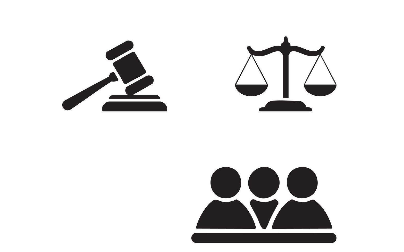 Law and Justice Icon Set, Black and White vector