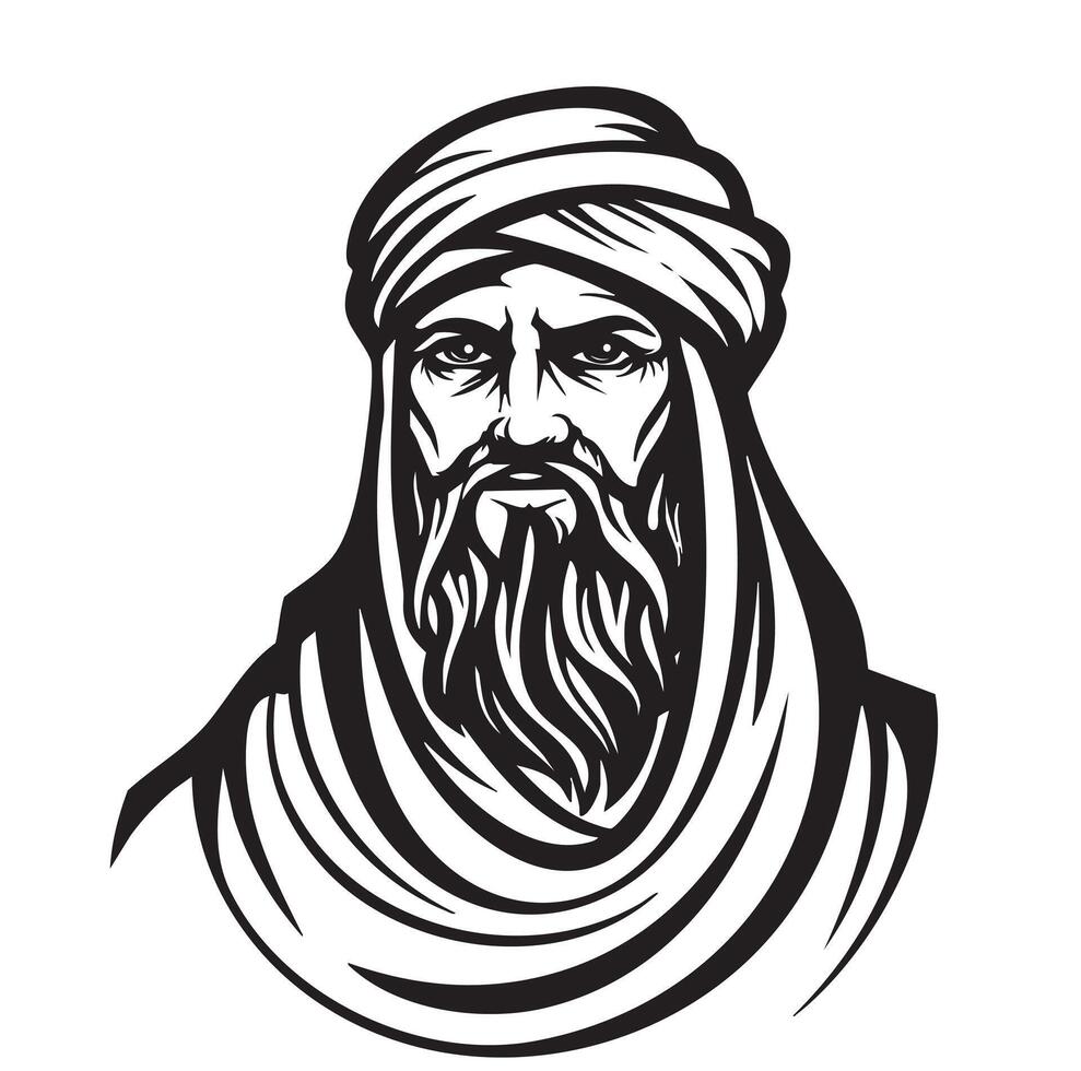 An illustration of a man with a beard and turban vector