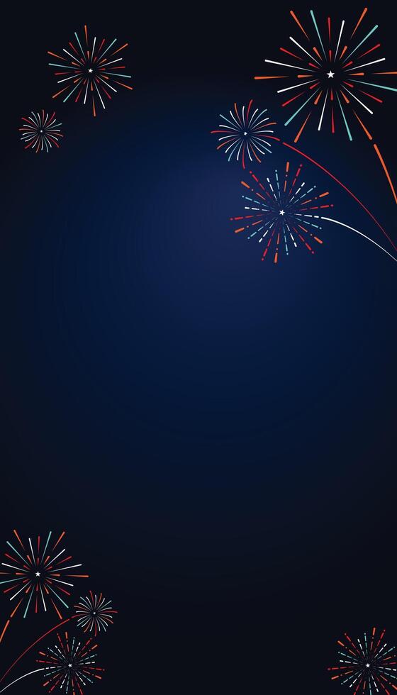 Potrait Blue Gradient New Year Background with Colorful Firework vector