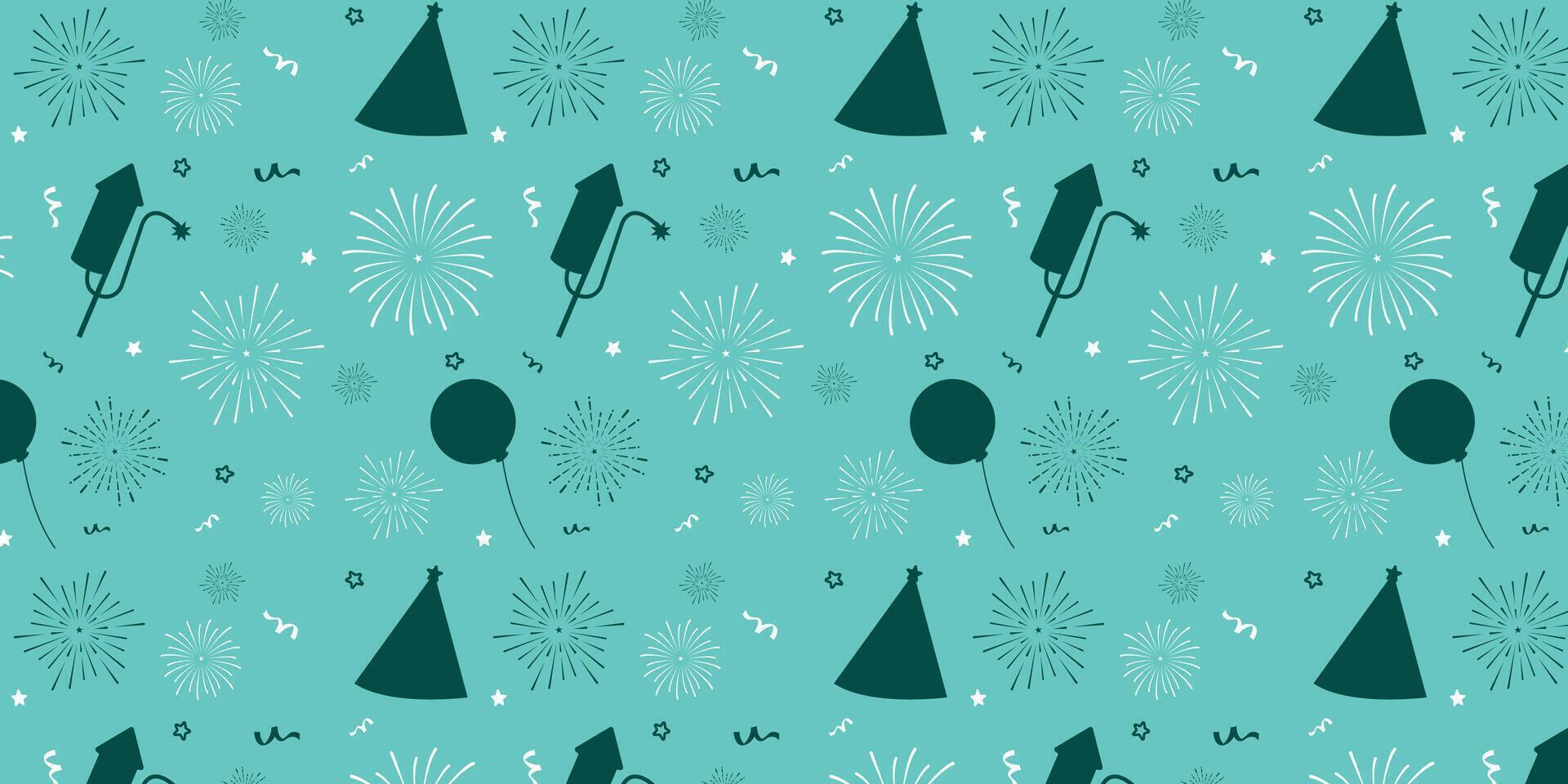 New Year Pattern with Dark Blue and White Color on Landscape Soft Blue Background vector