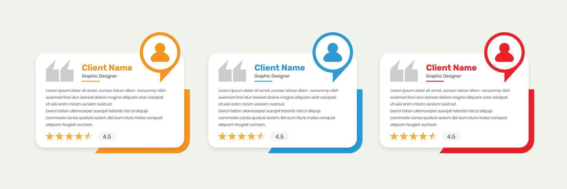 Client testimonial and customer feedback card design for website vector