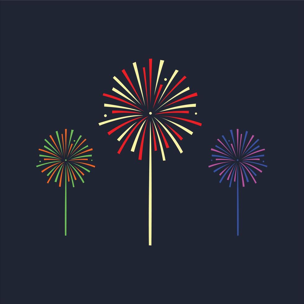 Colorful Fireworks Celebration Minimal Illustration vector