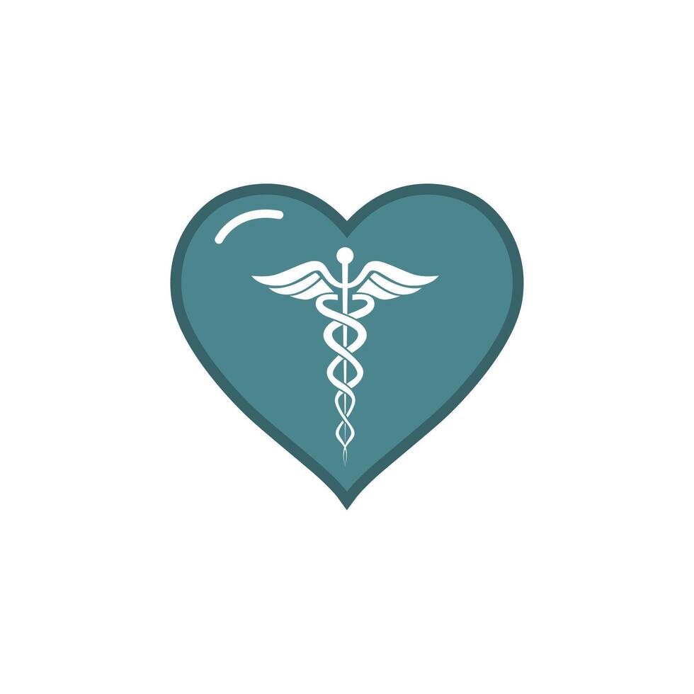 Heart Symbol with Medical Caduceus vector