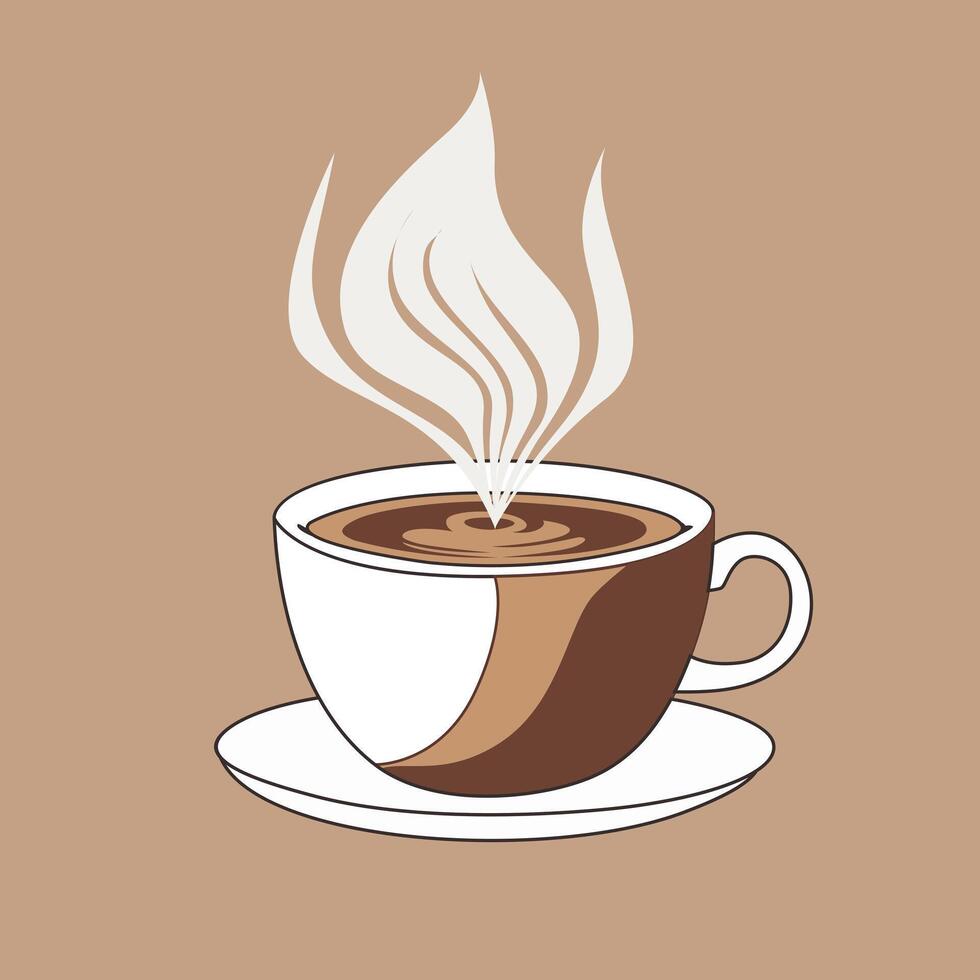 Stylish Coffee Cup with Saucer on a Warm Background vector