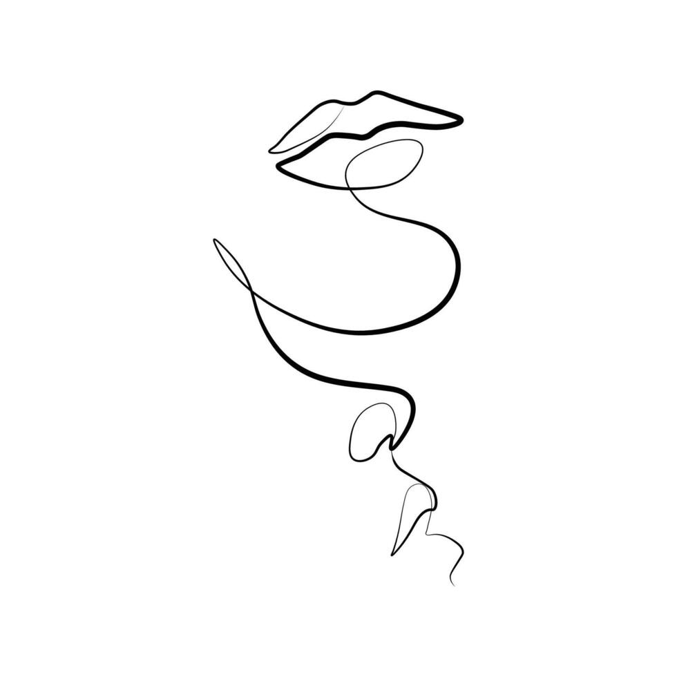 Woman face line art vector