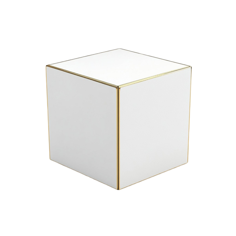 White Cube with Gold Trim png