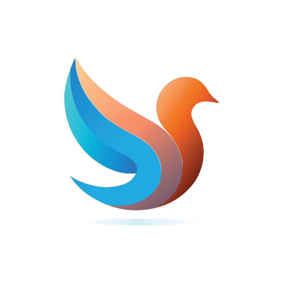 Minimalist bird logo, stylized dove shape vector