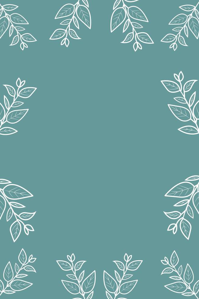 frame with leaves and branches on dark background. illustration vector