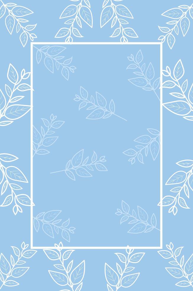 frame with leaves and branches on a blue background. illustration vector