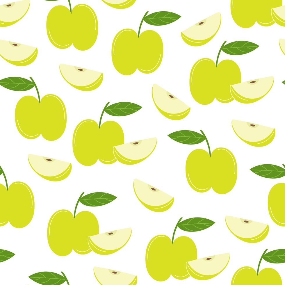 Seamless Pattern with Apples on White Background vector