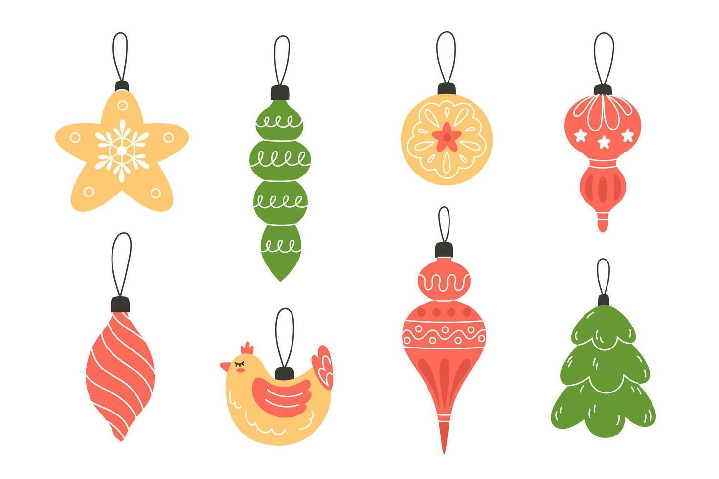 Set of Christmas Glass Tree Ornaments vector