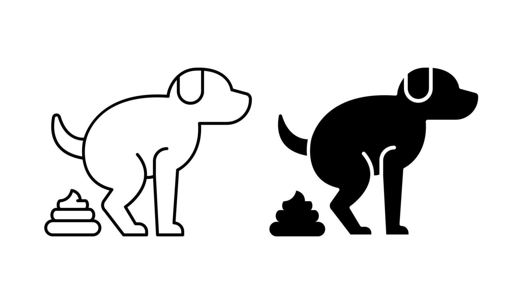no dog poop line and silhouette icon sign vector