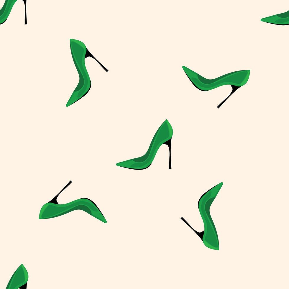 High Heels Woman Shoe Textile Fabric Seamless Pattern Swatch Template. Modern Fashionable Print. vector