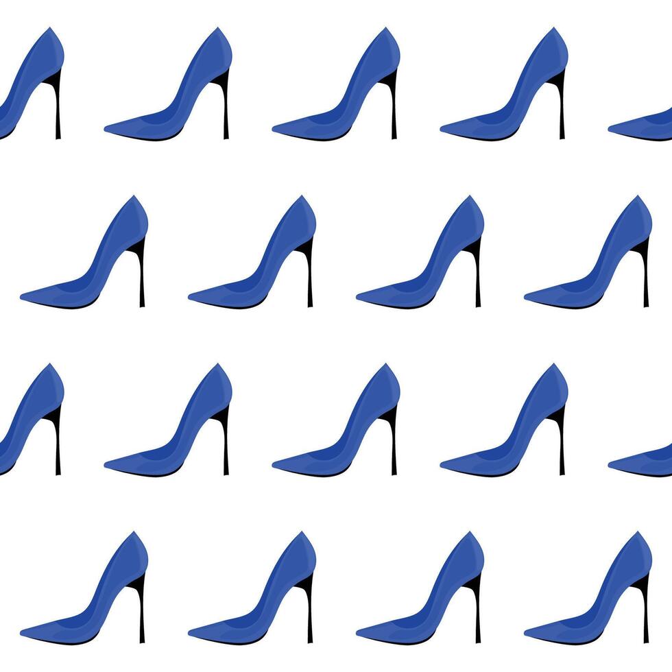 Blue High Heels Woman Shoe Seamless Pattern background. Textile Fabric Swatch Template. Modern Fashionable Print. vector