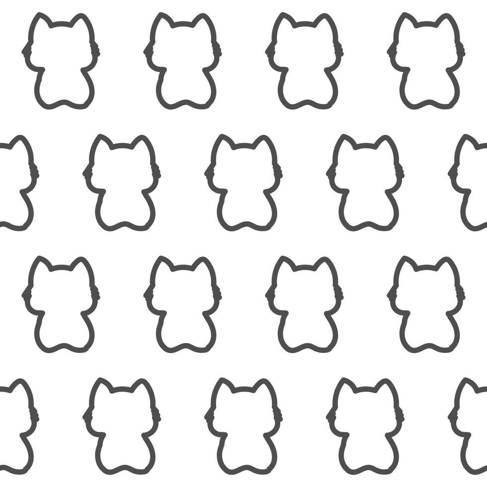 Graphic small cat seamless pattern background monochrome textile fabric swatch template wrapping paper print vector