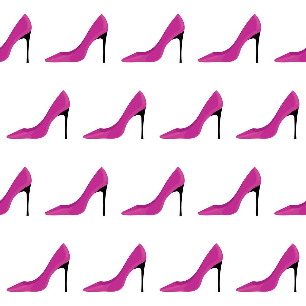 Purple High Heels Woman Shoe Seamless Pattern background. Textile Fabric Swatch Template. Modern Fashionable Print. vector