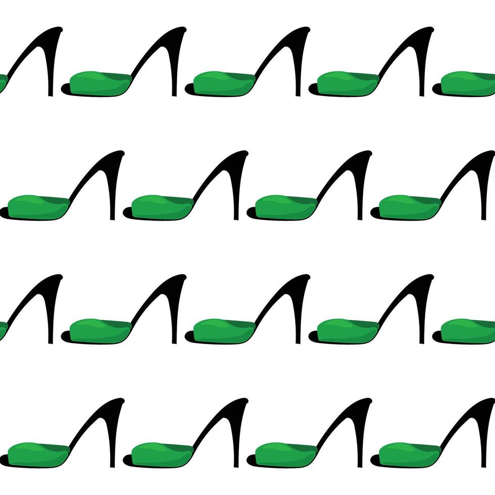 Green High Heels Woman Summer Shoe Seamless Pattern background. Textile Fabric Swatch Template. Modern Fashionable Print. vector