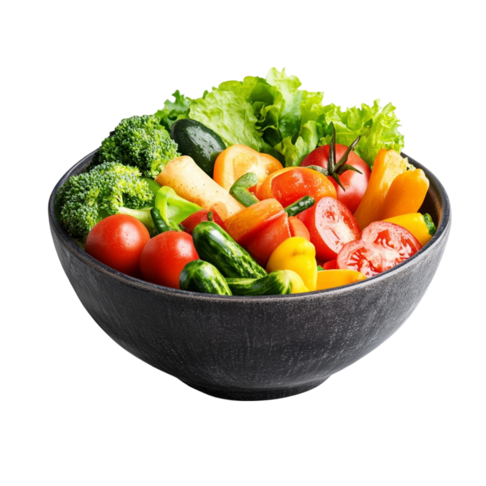Bowl of Vegetables on Transparent Background png
