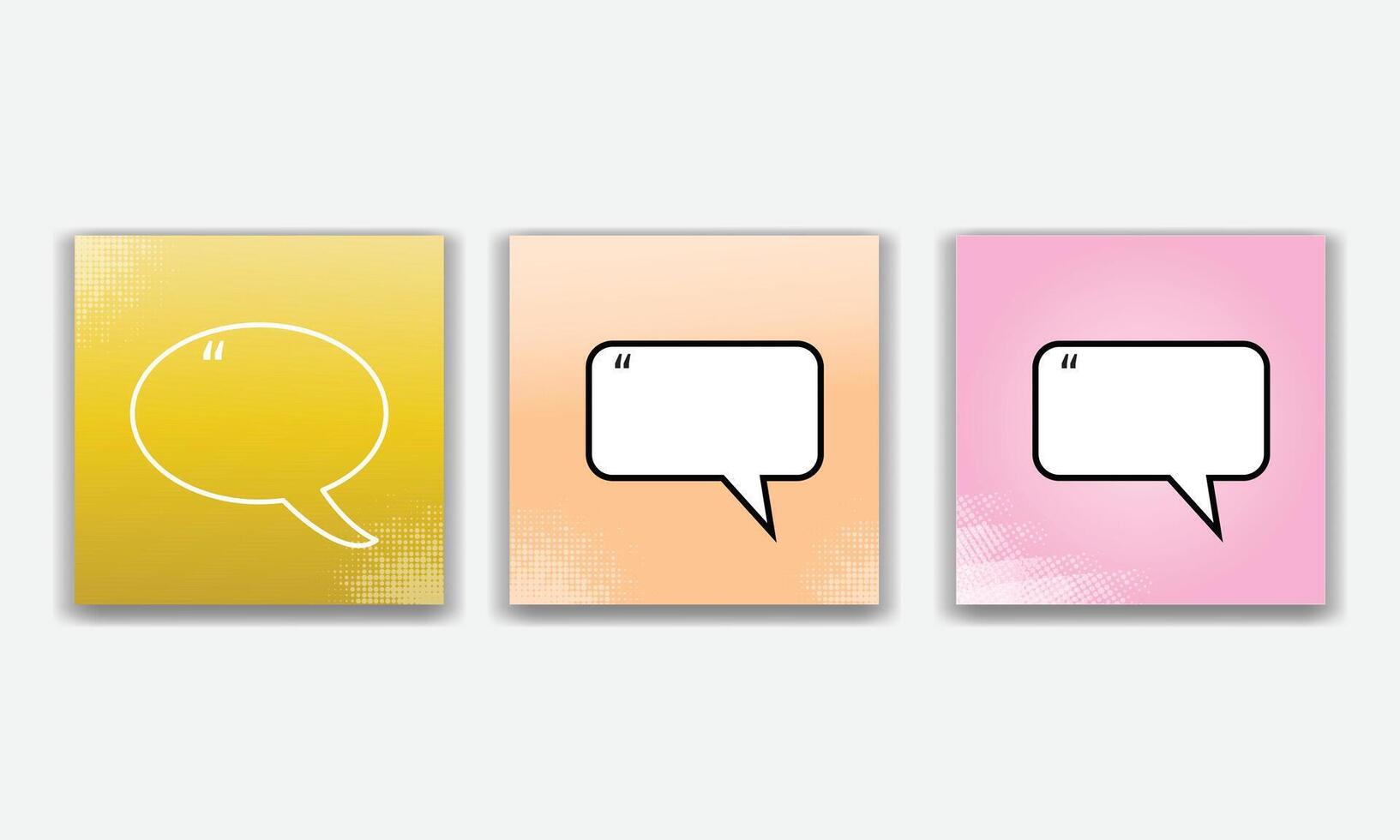 Collection of quote box frames and icons. Text in brackets. Blank template of quote remarks. vector