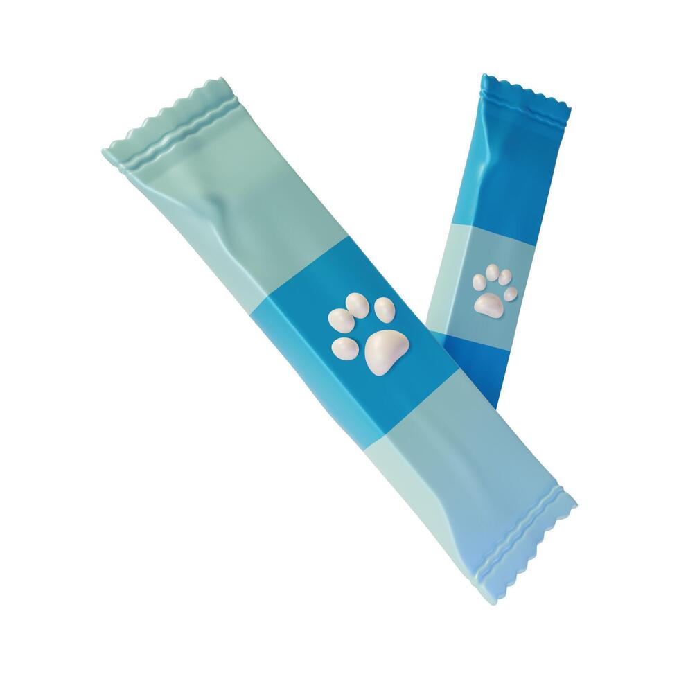 3d Dog Treat Sachet Stick Pet Concept Cartoon Design Style vector