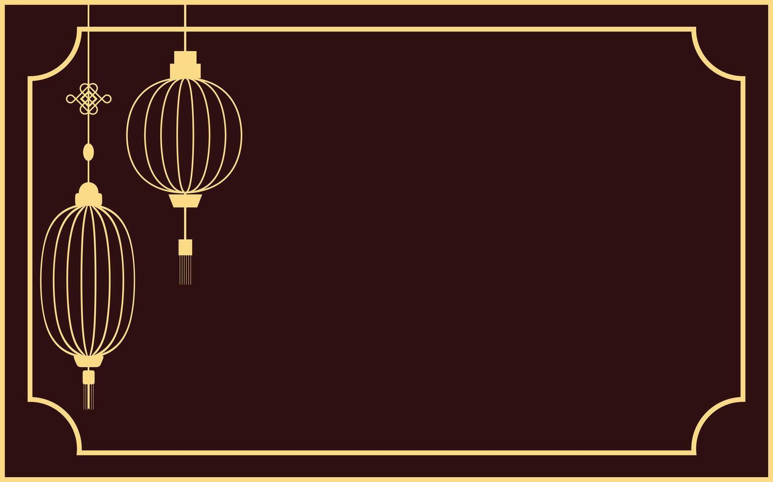 Elegant Chinese New Year frame with lantern and gold accents, perfect for ads and cards vector