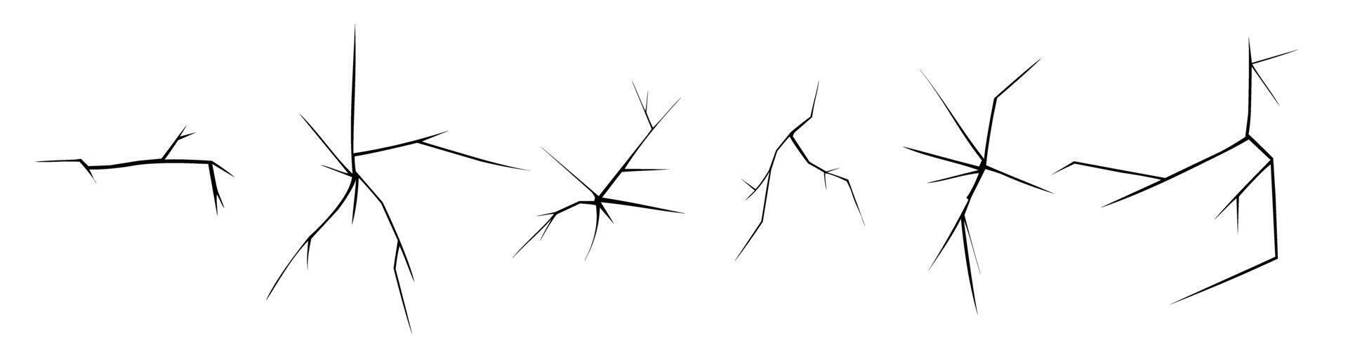 Crack wall ar glass texture effect. line illustration vector