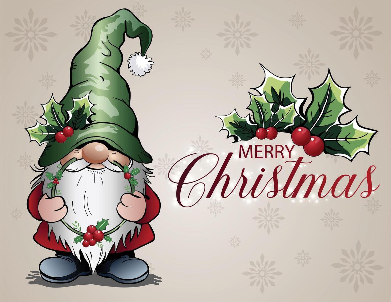 Holiday Christmas gnome character in red and green. vector