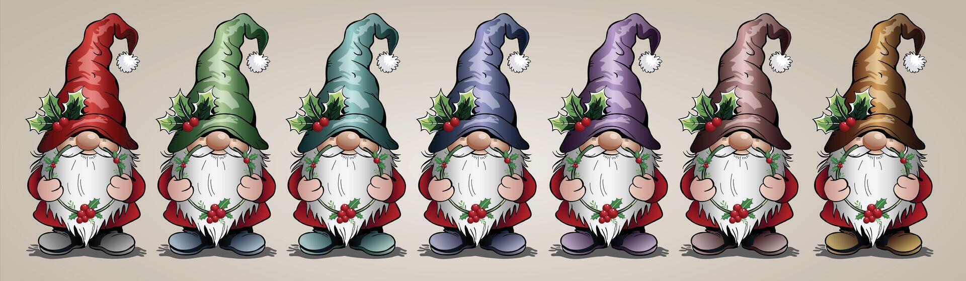Cartoon gnomes set. vector