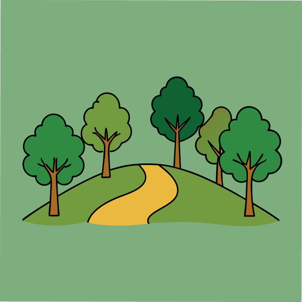 Minimalist Depiction of a Peaceful Forest Path vector