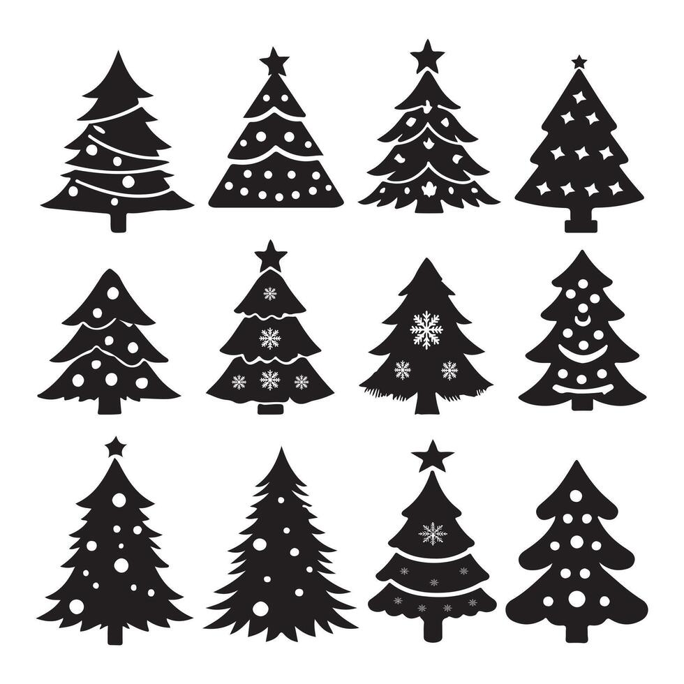 Set of elements for Christmas tree design vector
