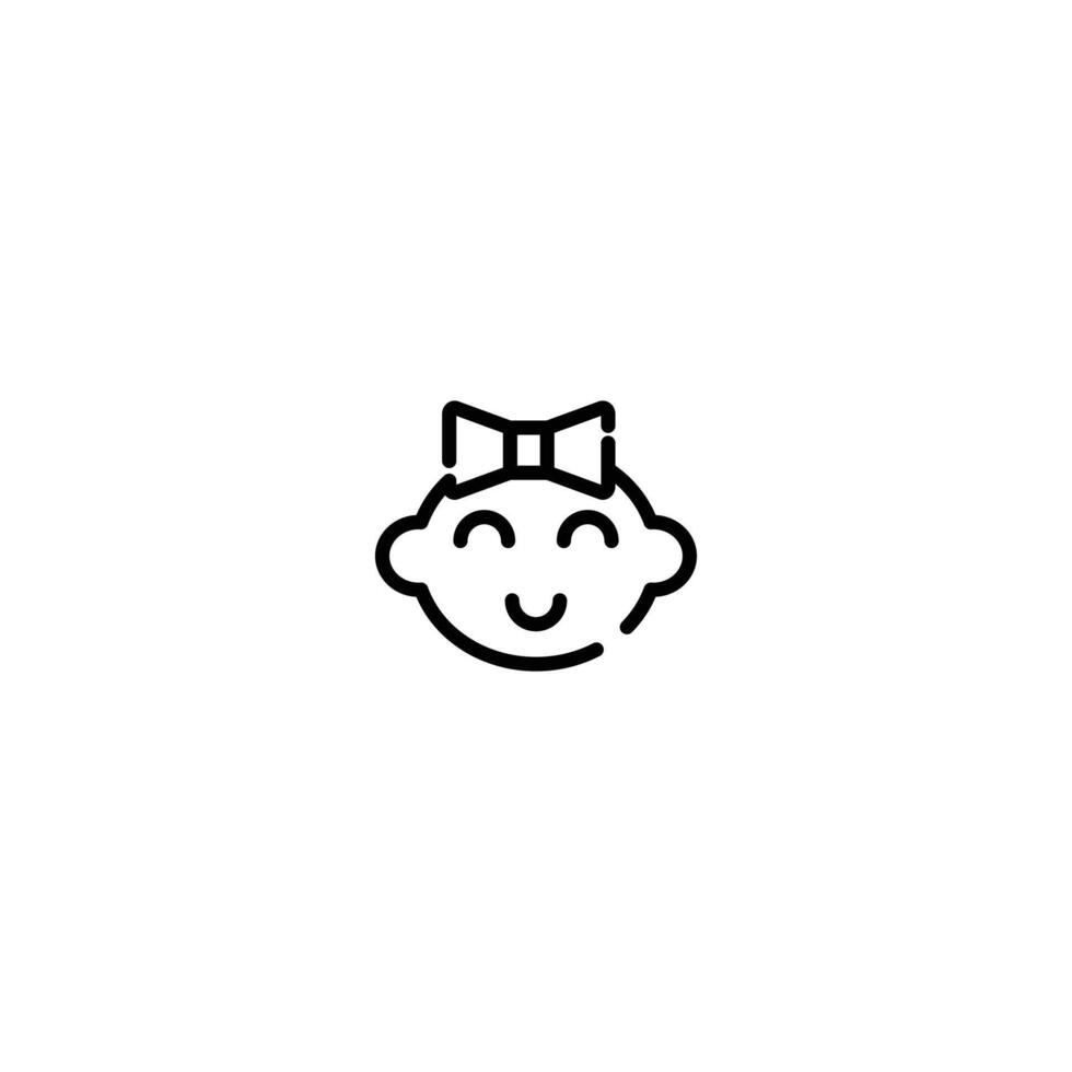Baby Girl incomplete line art icon template vector