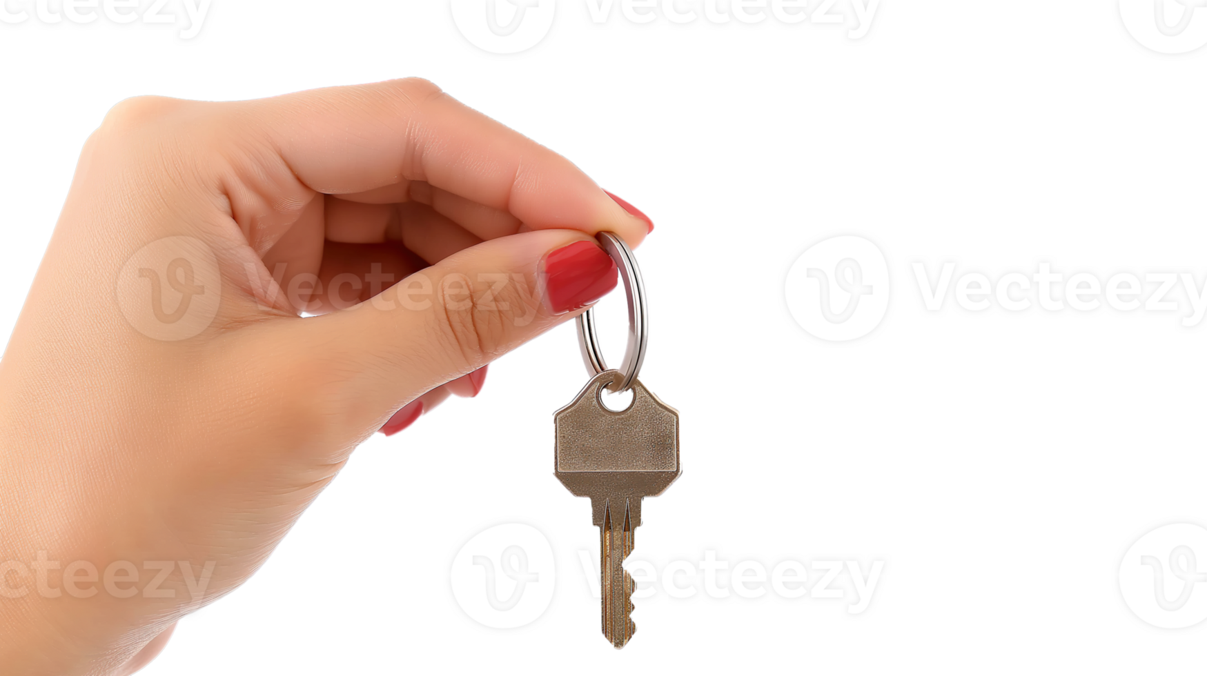 hand holding house key on transparency background png