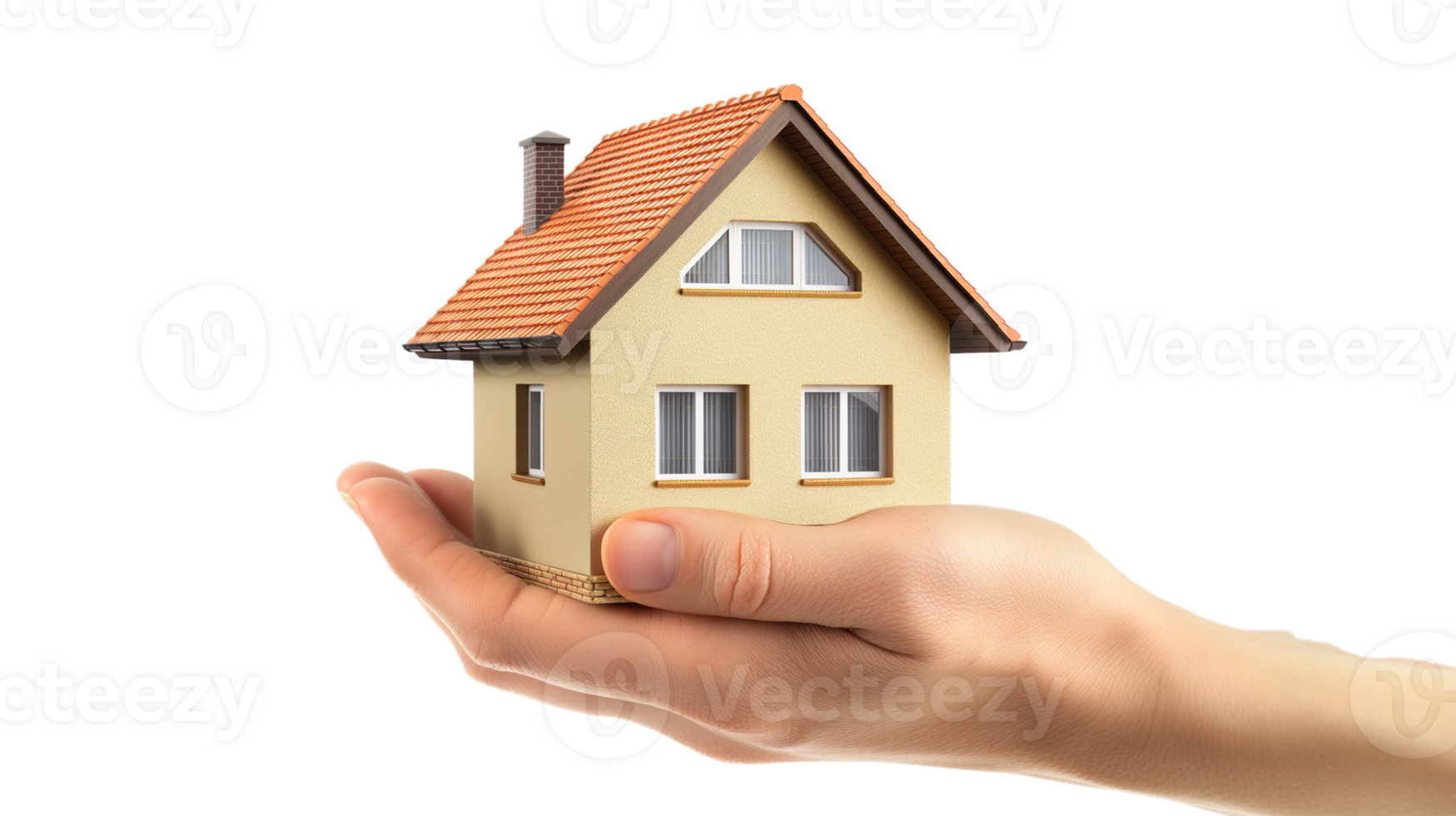 hand holding home isolated on transparency background, house in hands png