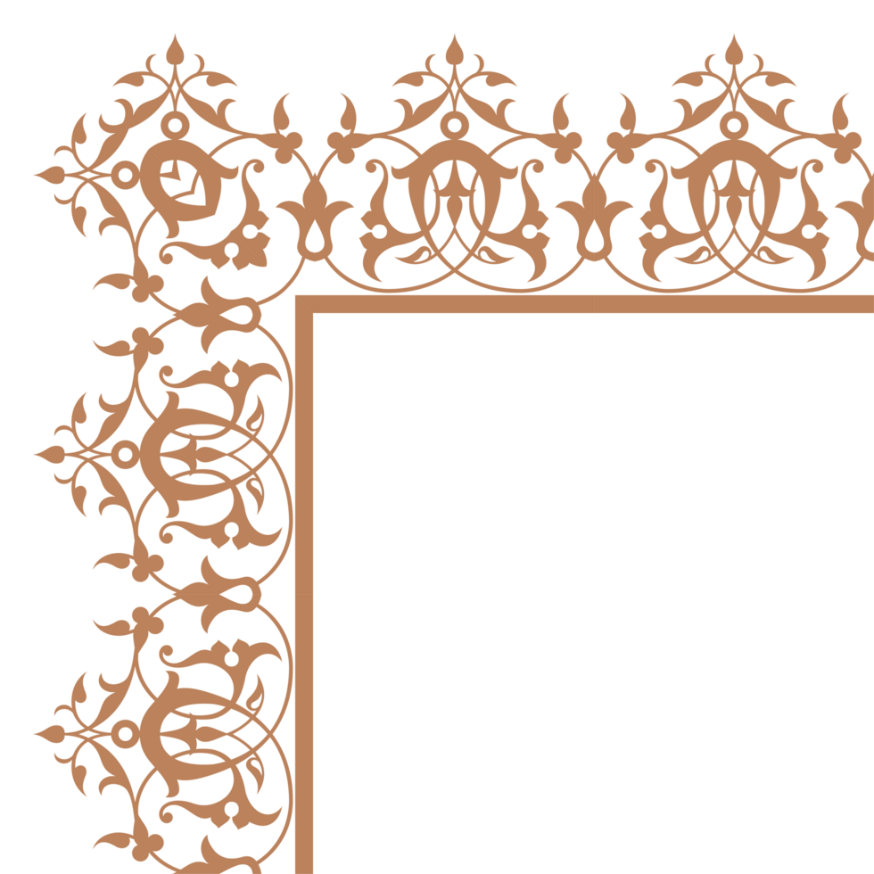 Corner design frame border, islamic ornament in Arabic style. Suitable for use as frame borders, calligraphy, certificates. png