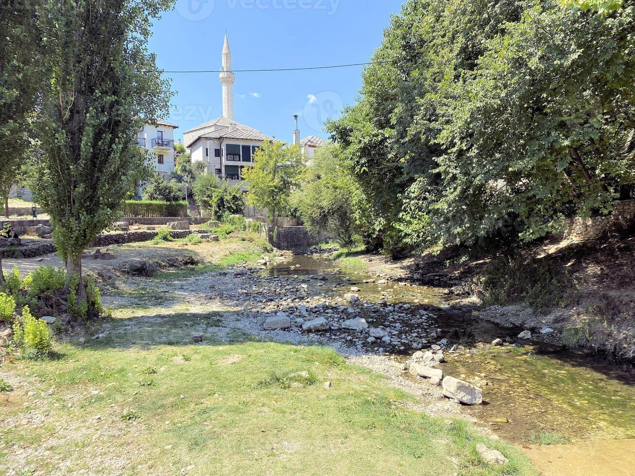A small stream running through a grassy area photo