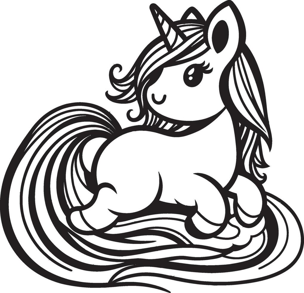 Unicorn coloring pages for kids vector