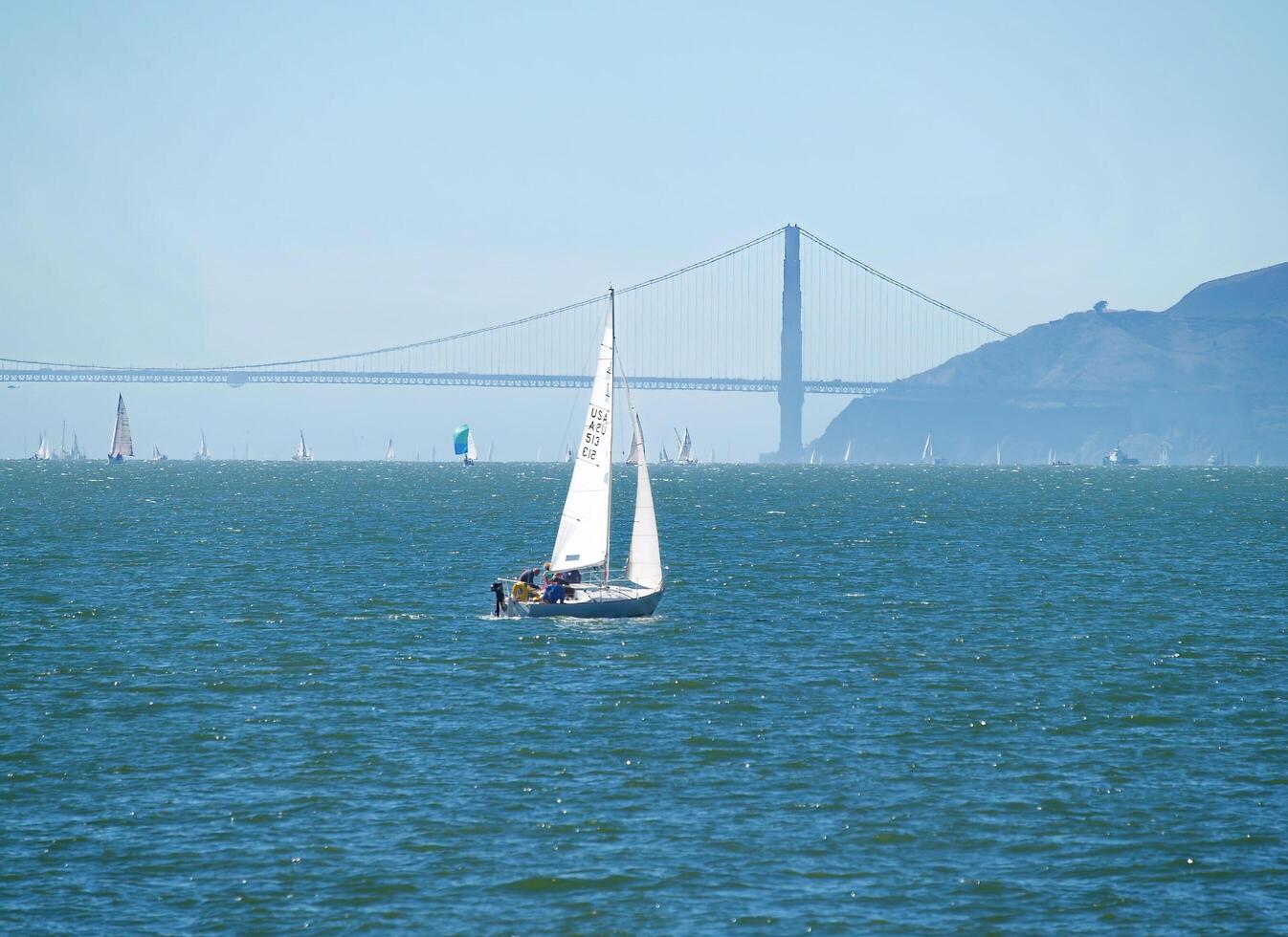 Berkeley, CA, 2007 - Sailboats On San Francisco Bay With Golden Gate Bridge photo