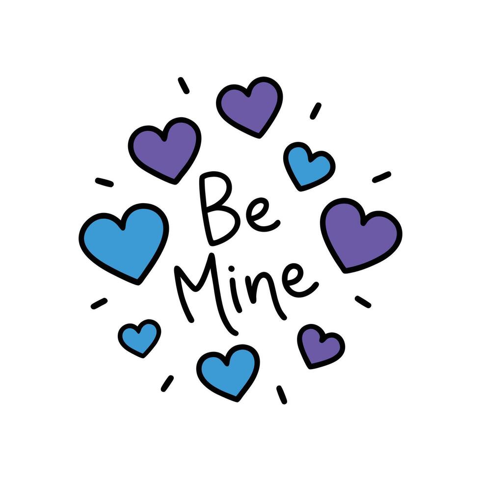 Be Mine with Floating Hearts Outline Design vector