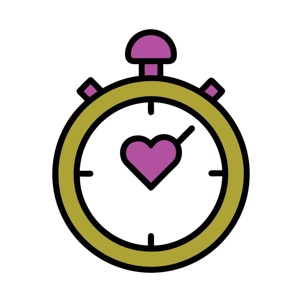 Stopwatch with Heart Design Outline vector