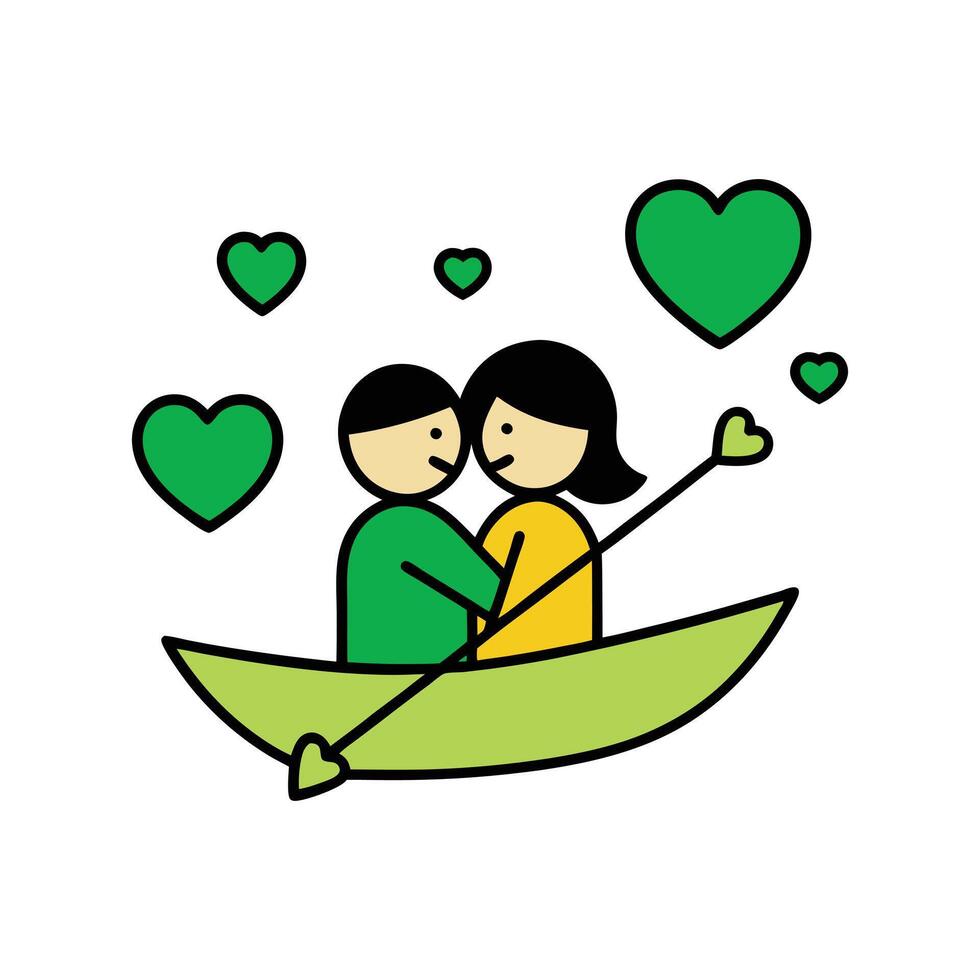 Romantic Rowboat Outline vector
