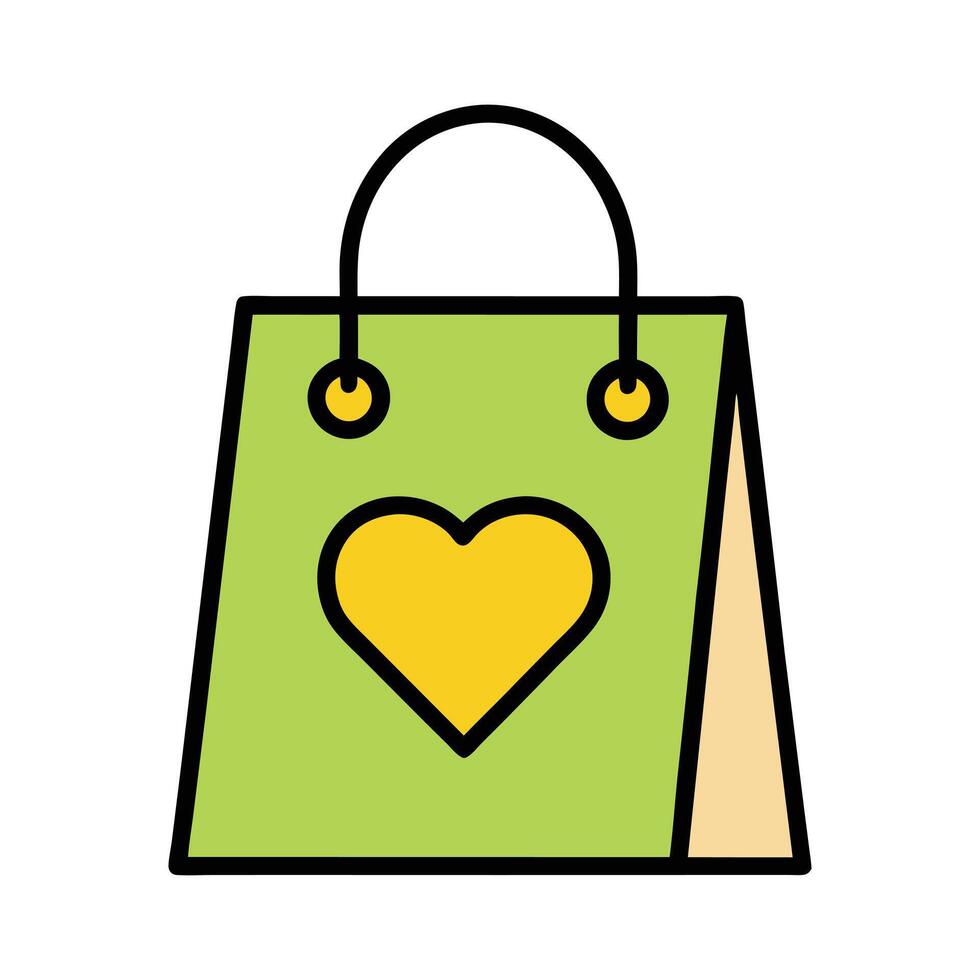 Heart Handle Gift Bag Outline vector