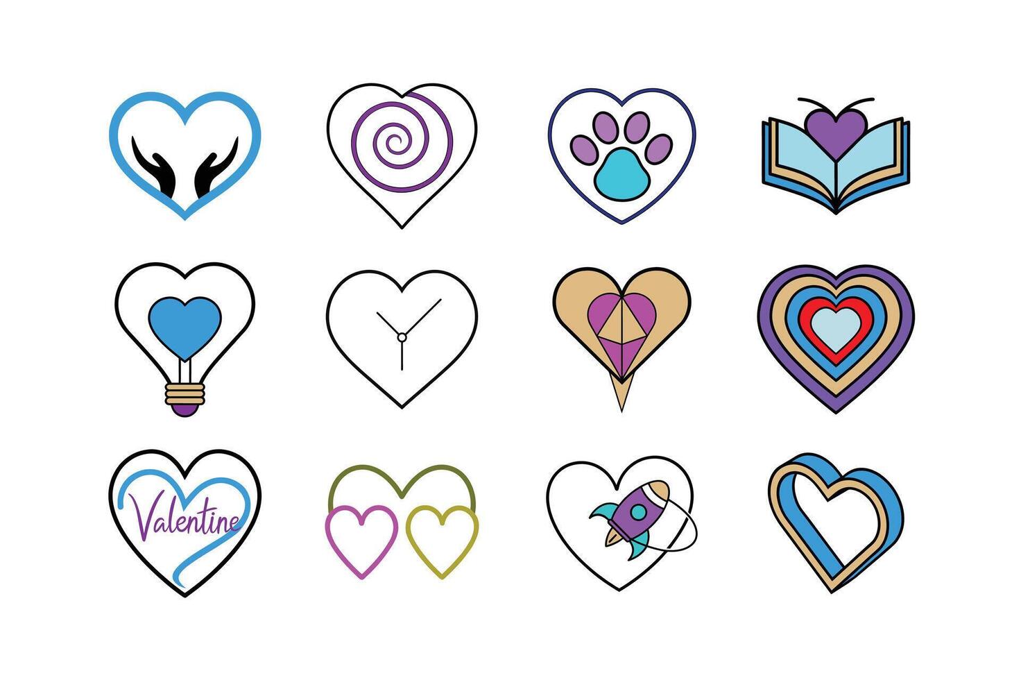 Unique Heart Icons for Creative Inspirations vector