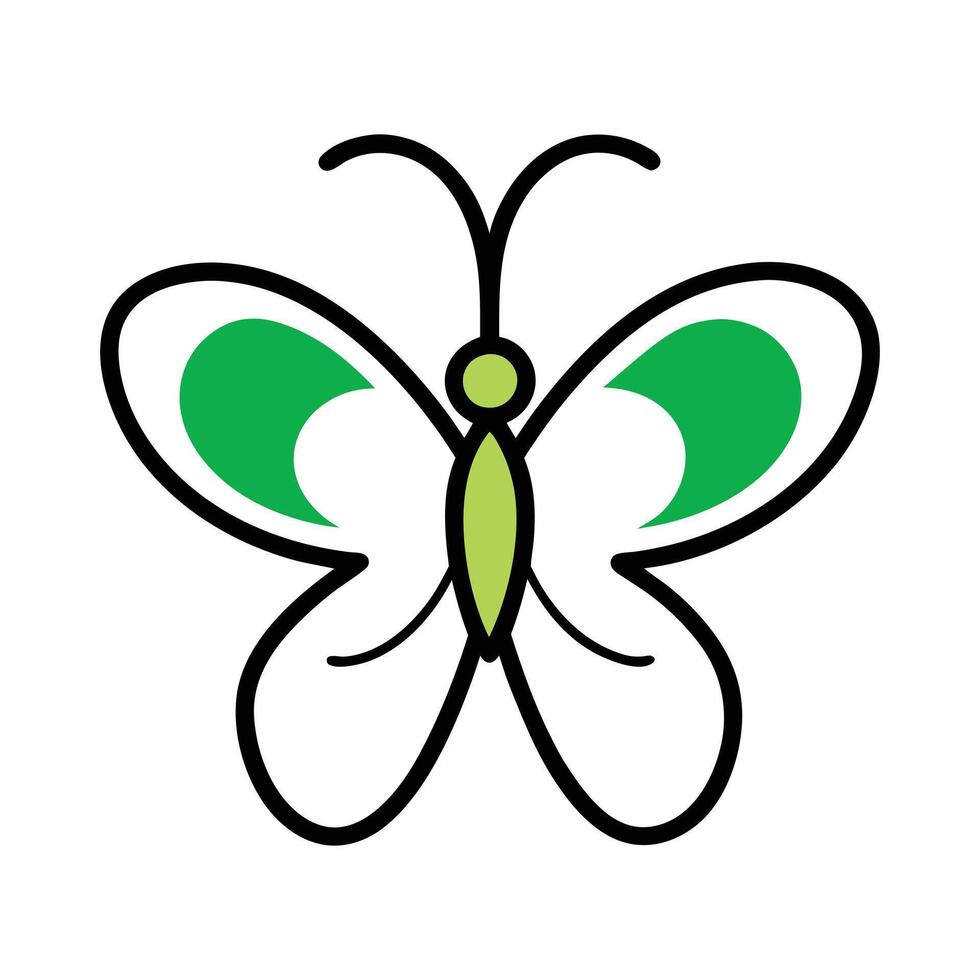 Butterfly with Heart Shaped Wings Outline vector