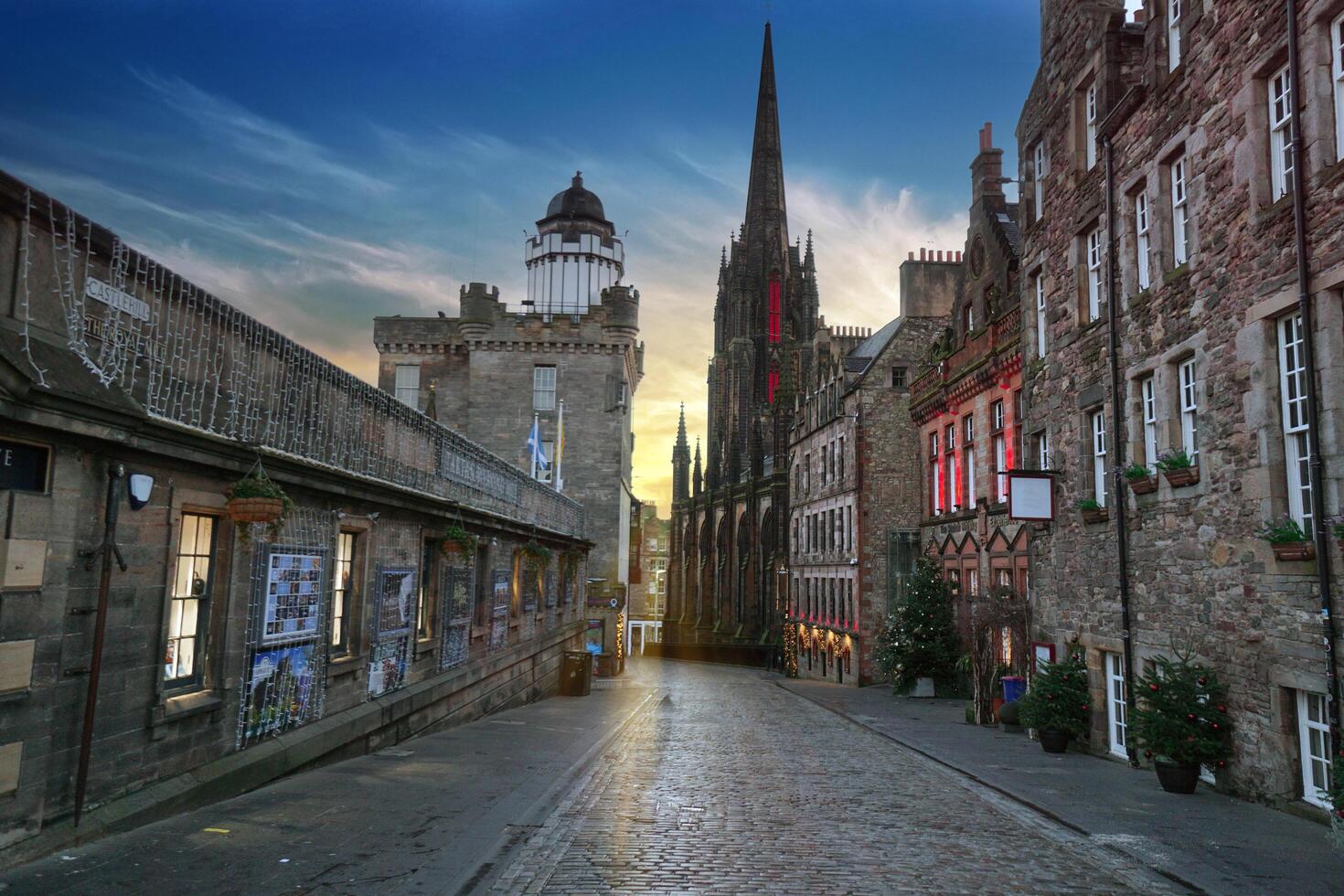 Edinburgh , Scotland - November 22, 2024 The Royal Miles Street in the heart of Edinburgh old towns. photo