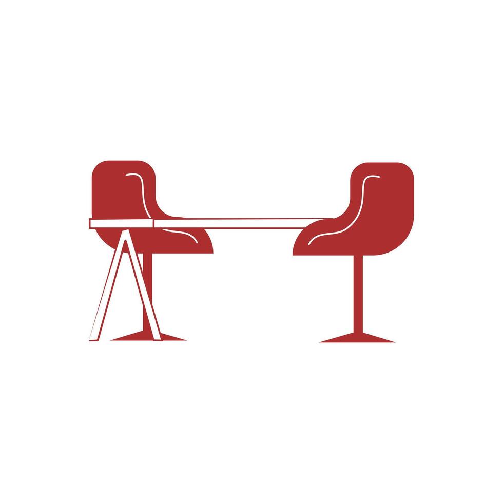Two chairs icon on white background. Cartoon chair icon for web design isolated on white background. Meeting chair illustration design. Illustration element design with cafe theme vector