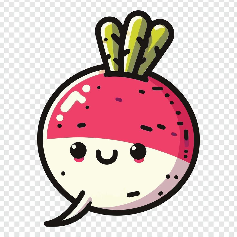 A cartoon radish with a speech bubble vector