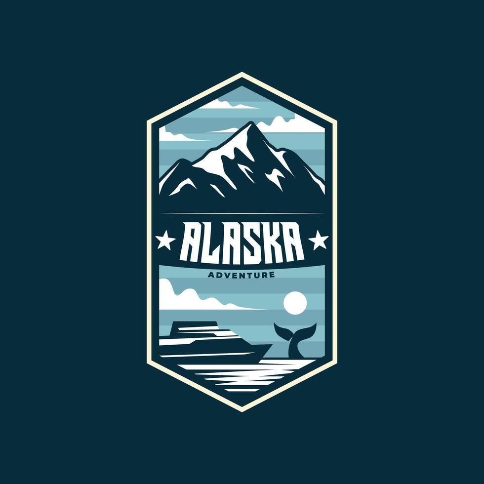 vintage Alaska mountain adventure poster logo illustration design. retro Alaska national park emblem logo concept vector