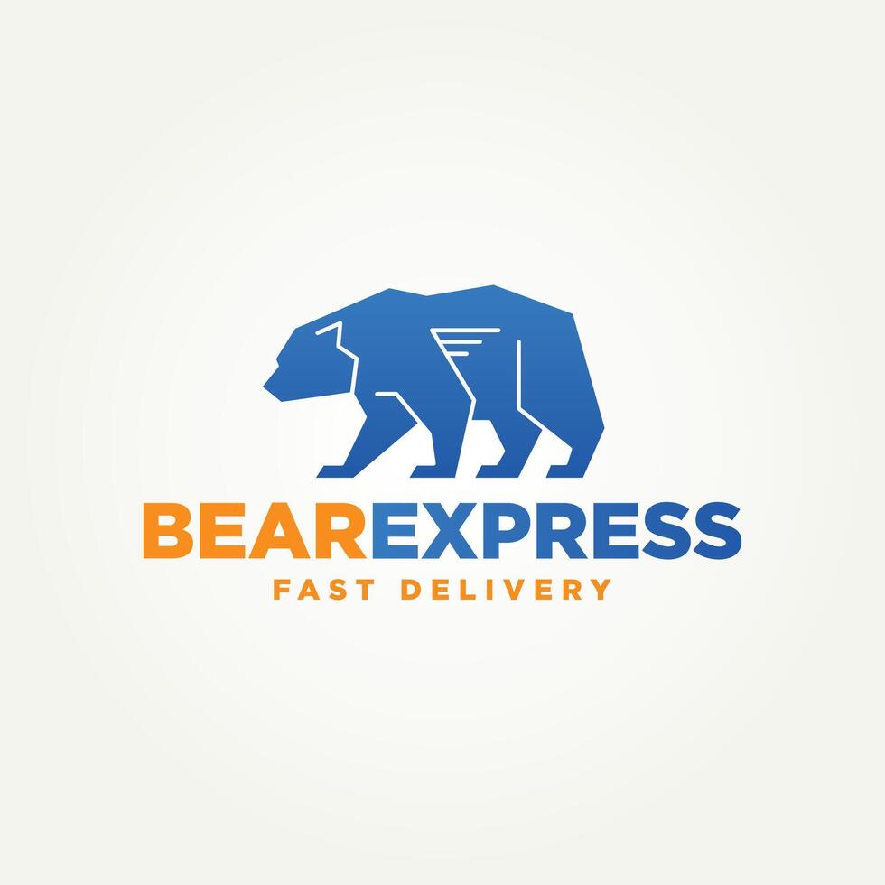 minimalist bear express icon logo illustration design. simple modern delivery, shipping, logistic logo concept vector